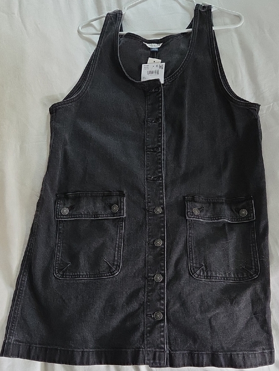 American Eagle Outfitters Pants - American Eagle Outfitters Black Washed Denim Pinafore Dress